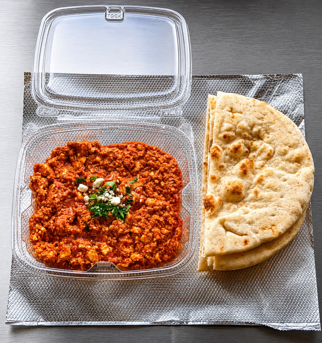 Spicy feta dip with pita